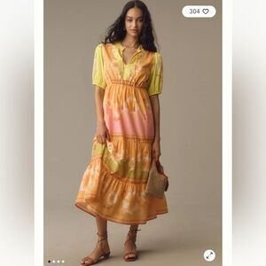 Farm Rio Short Sleeve Midi Dress